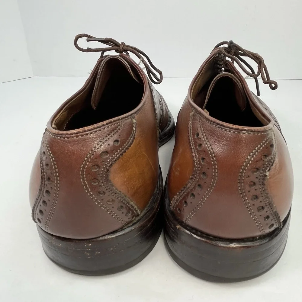 Vintage Allen Edmonds Polo Saddle Oxford Shoes Men Size 8D Brown Two Tone USA